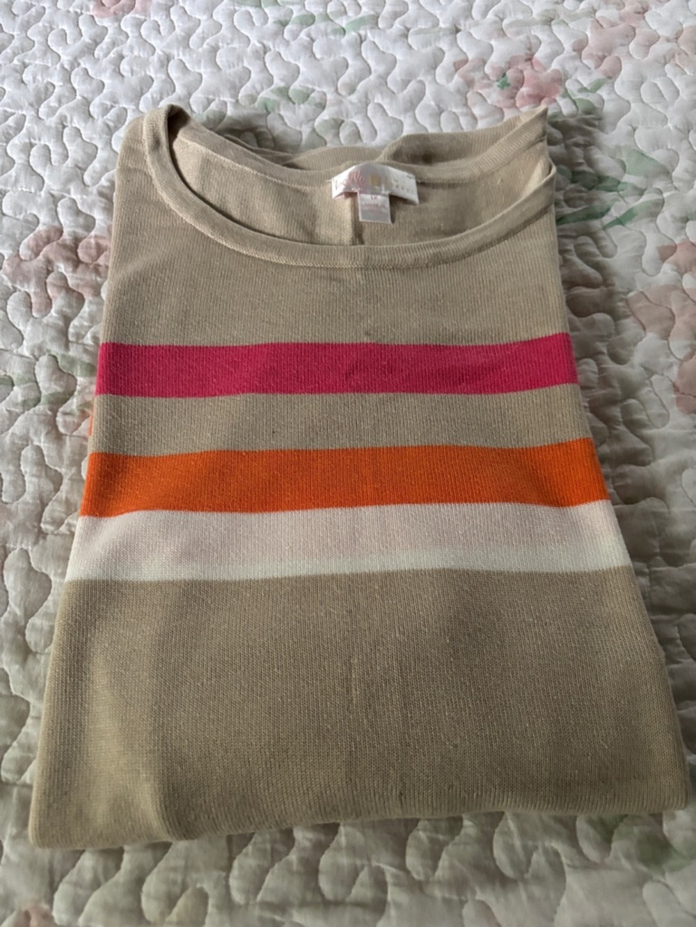 Belle by Kim Gravel Beige Crewneck Top